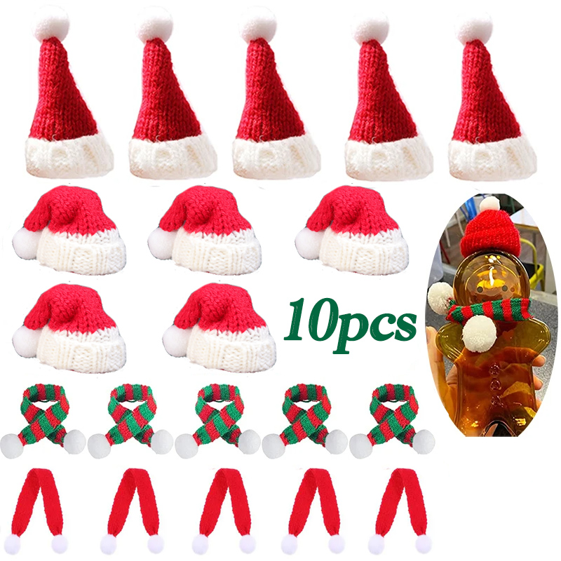 Santa Hat Plush - 1-10pcs Christmas Doll Mini Finger Wool