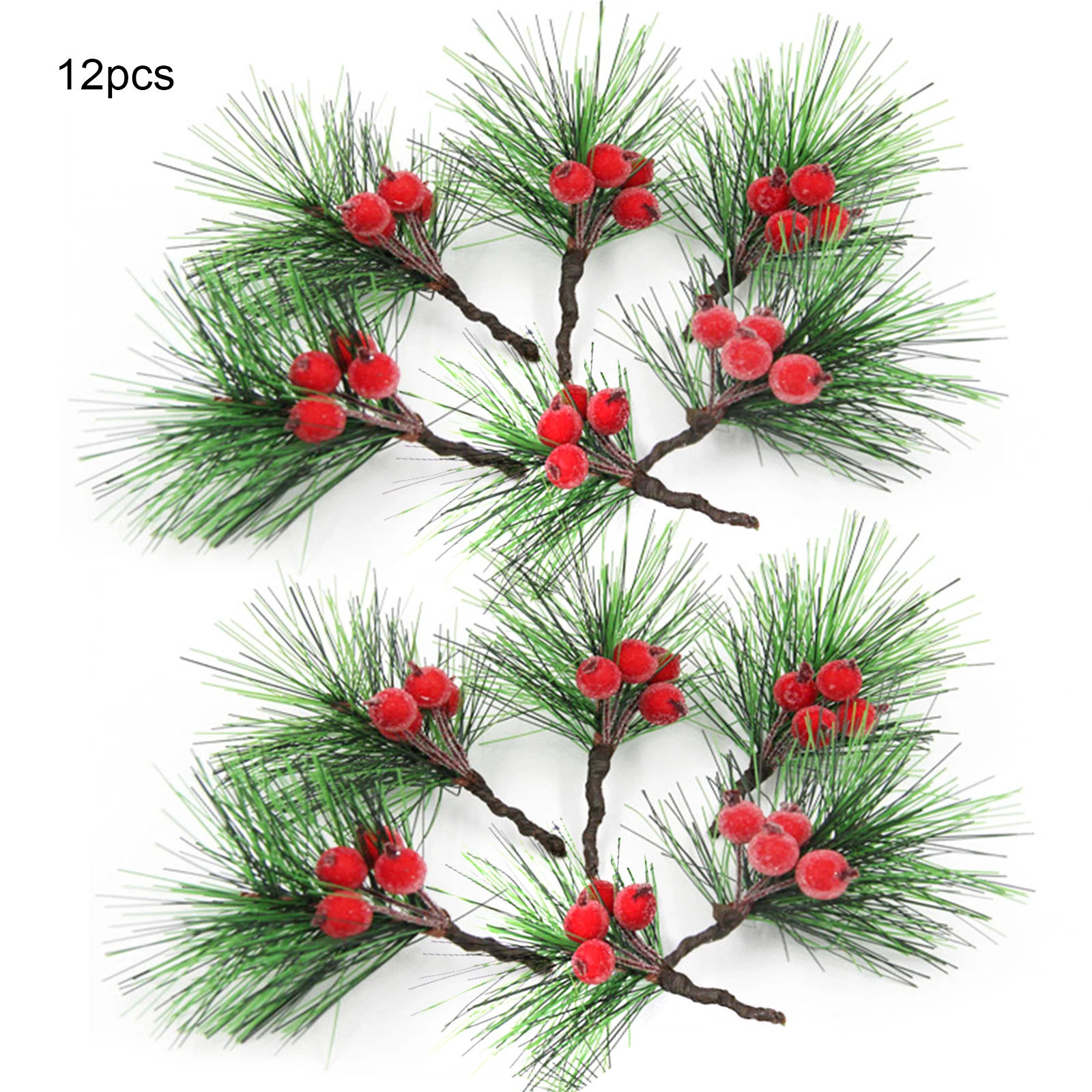 Christmas Wreath Fake - 12pcs Handmade DIY Mini Needle Pine