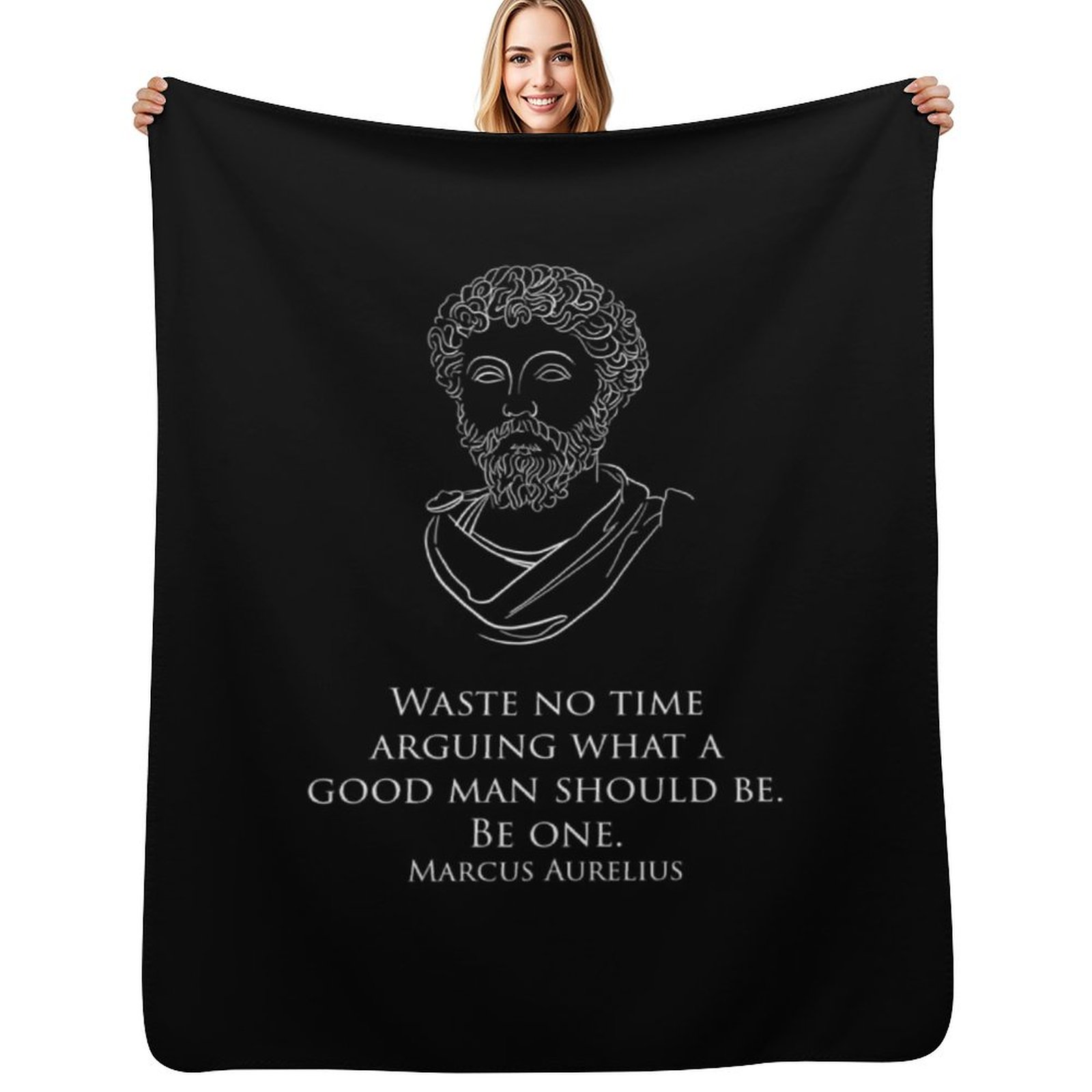 Christmas Throw Blanket - Marcus Aurelius - Waste no time