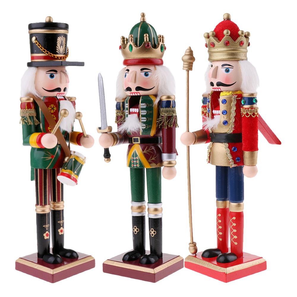 Nutcracker Figurine - 3Pcs/Lot 30cm Wooden Nutcracker Figurine Wood