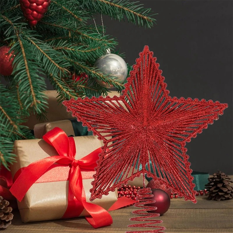 25cm Red Glitter Christmas Tre - Star Tree Topper review and price