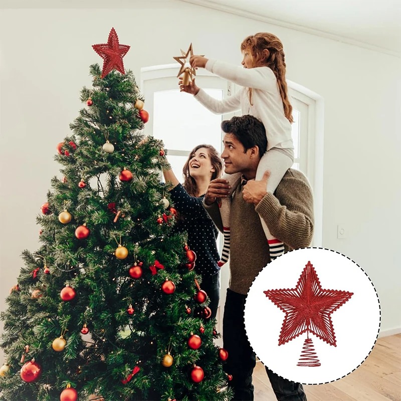 25cm Red Glitter Christmas Tre - Star Tree Topper review and price