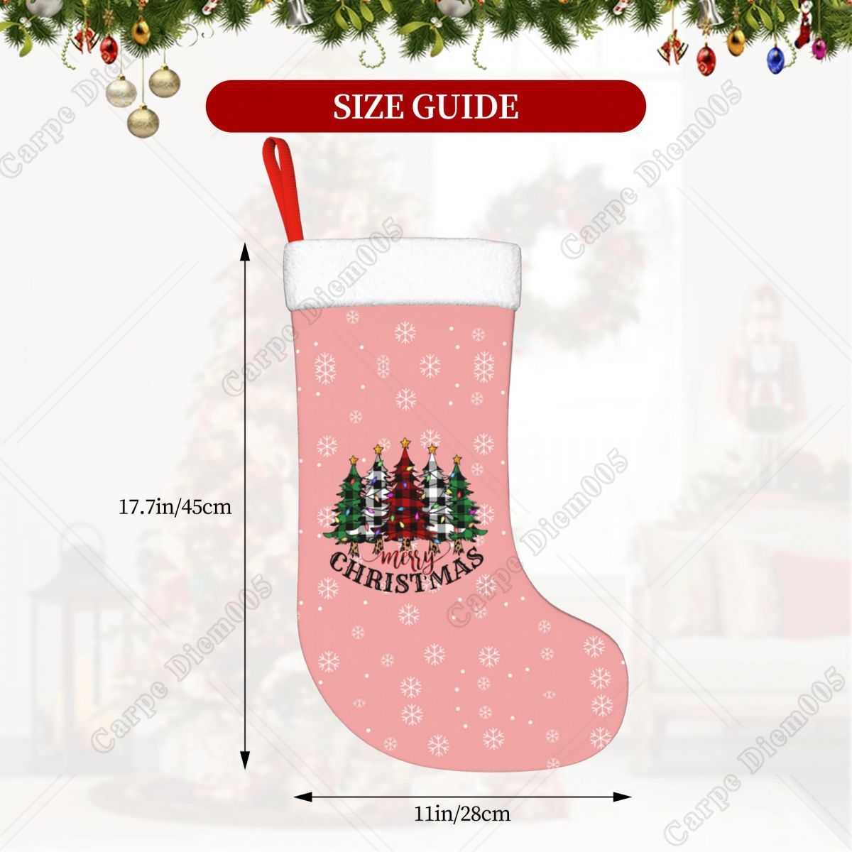 Pink Snowflakes Christmas Tree - Christmas Stocking Hanging review and price