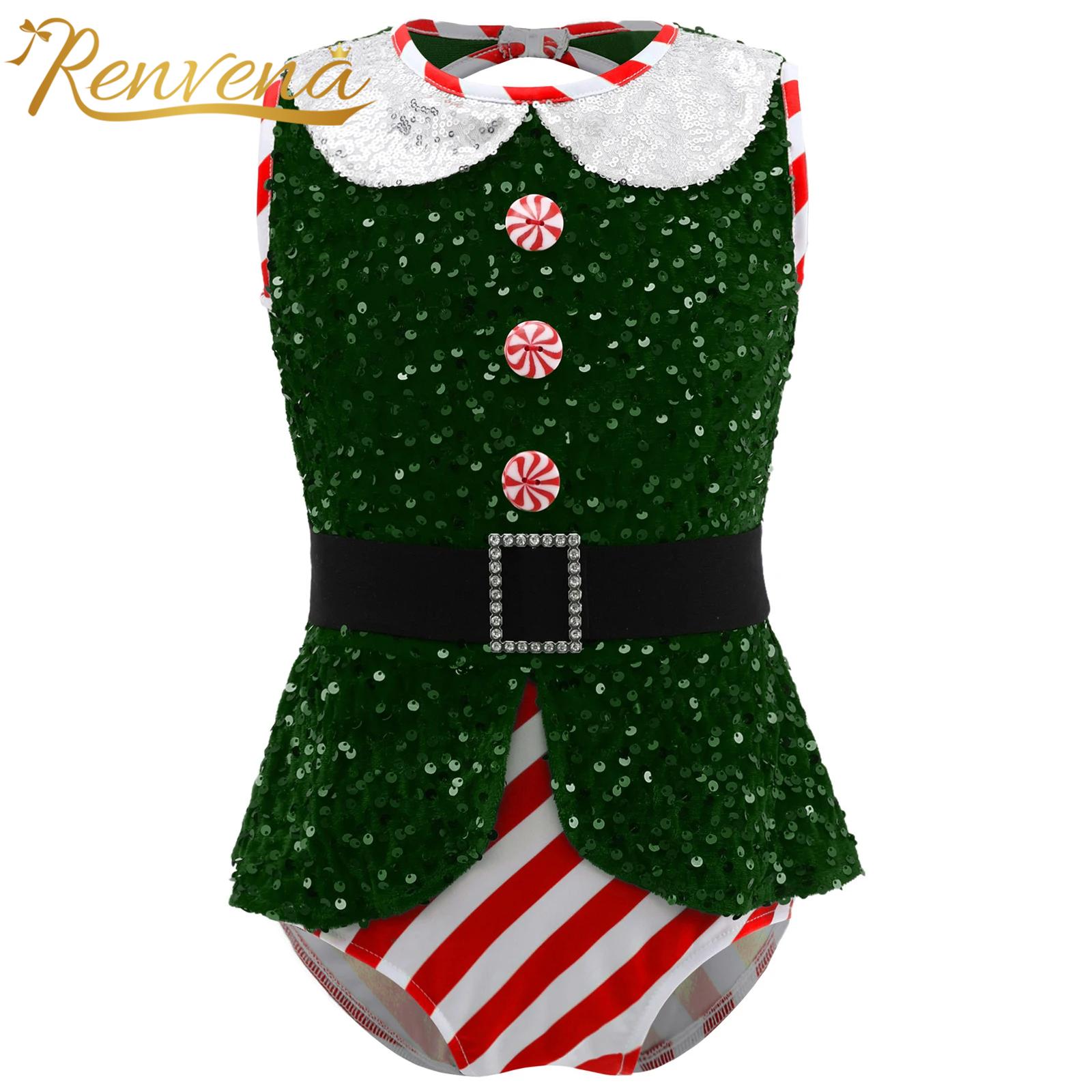 Girls Sparkly Sequins Jumpsuit - Elf Costume Christmas review and price