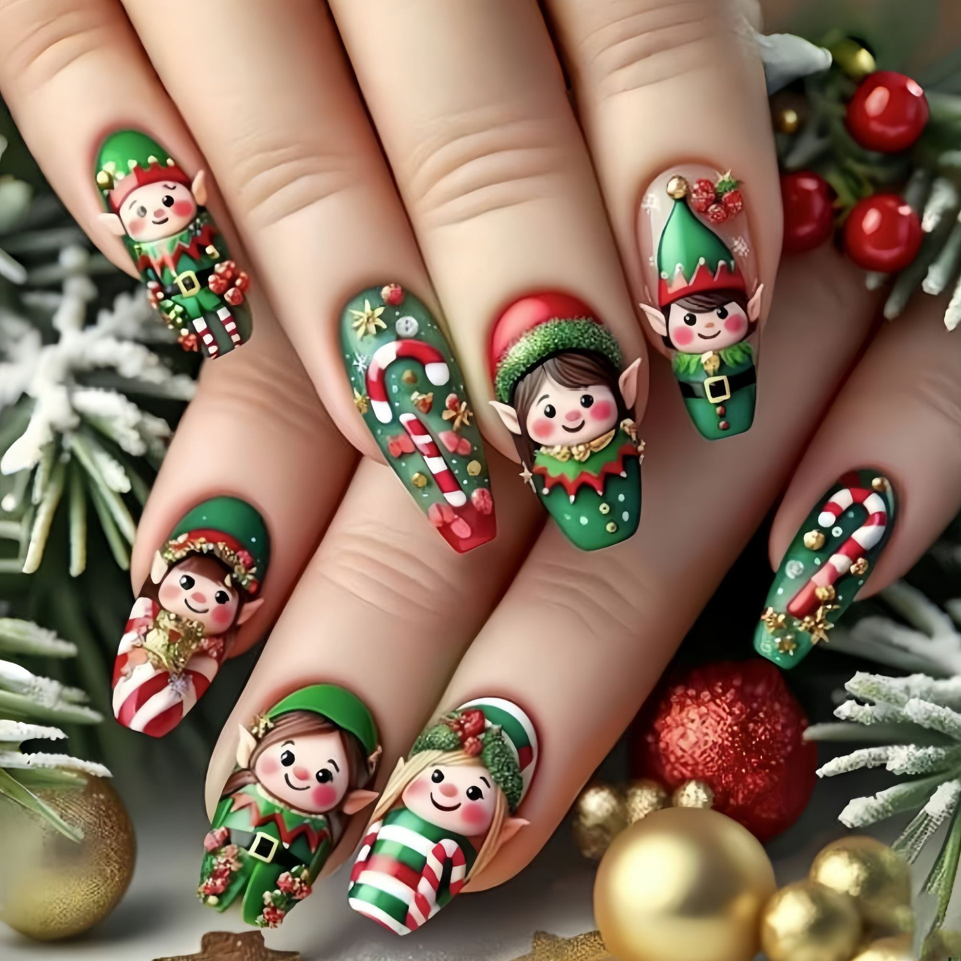 Medium fake nails for Christma - Christmas Tree Artificial review and price