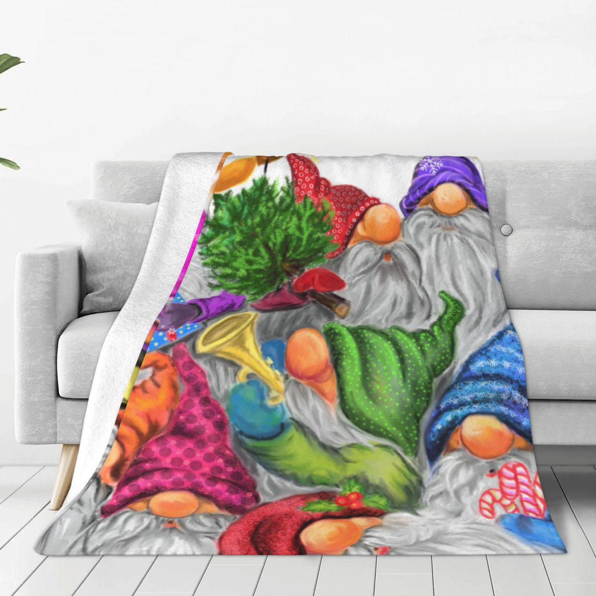 Christmas Happy Gnome Party Bl - Christmas Throw Blanket review and price