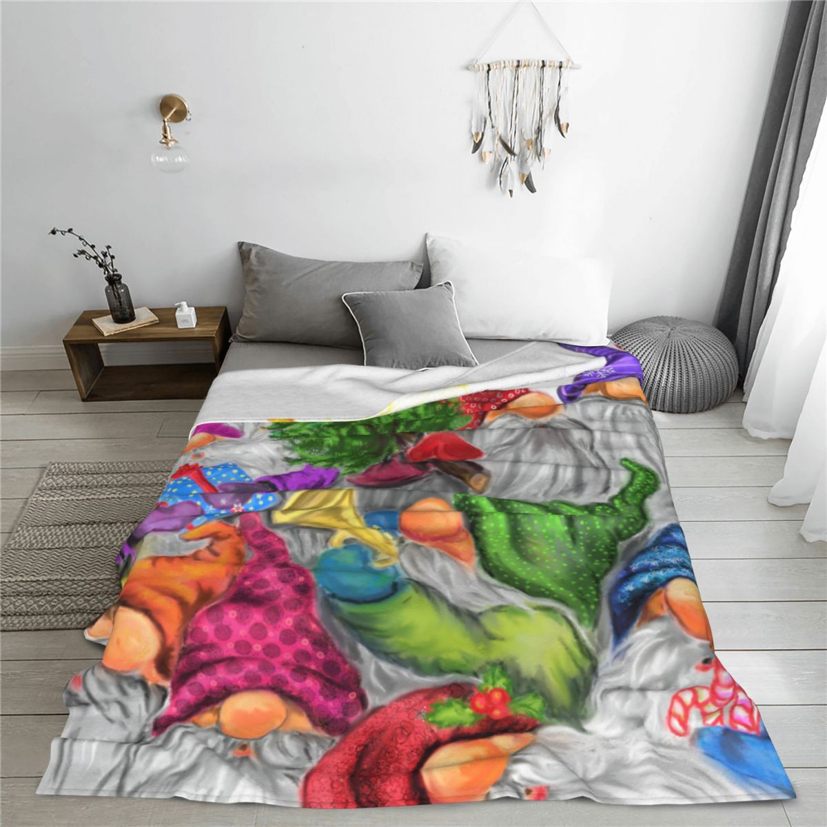 Christmas Happy Gnome Party Bl - Christmas Throw Blanket review and price