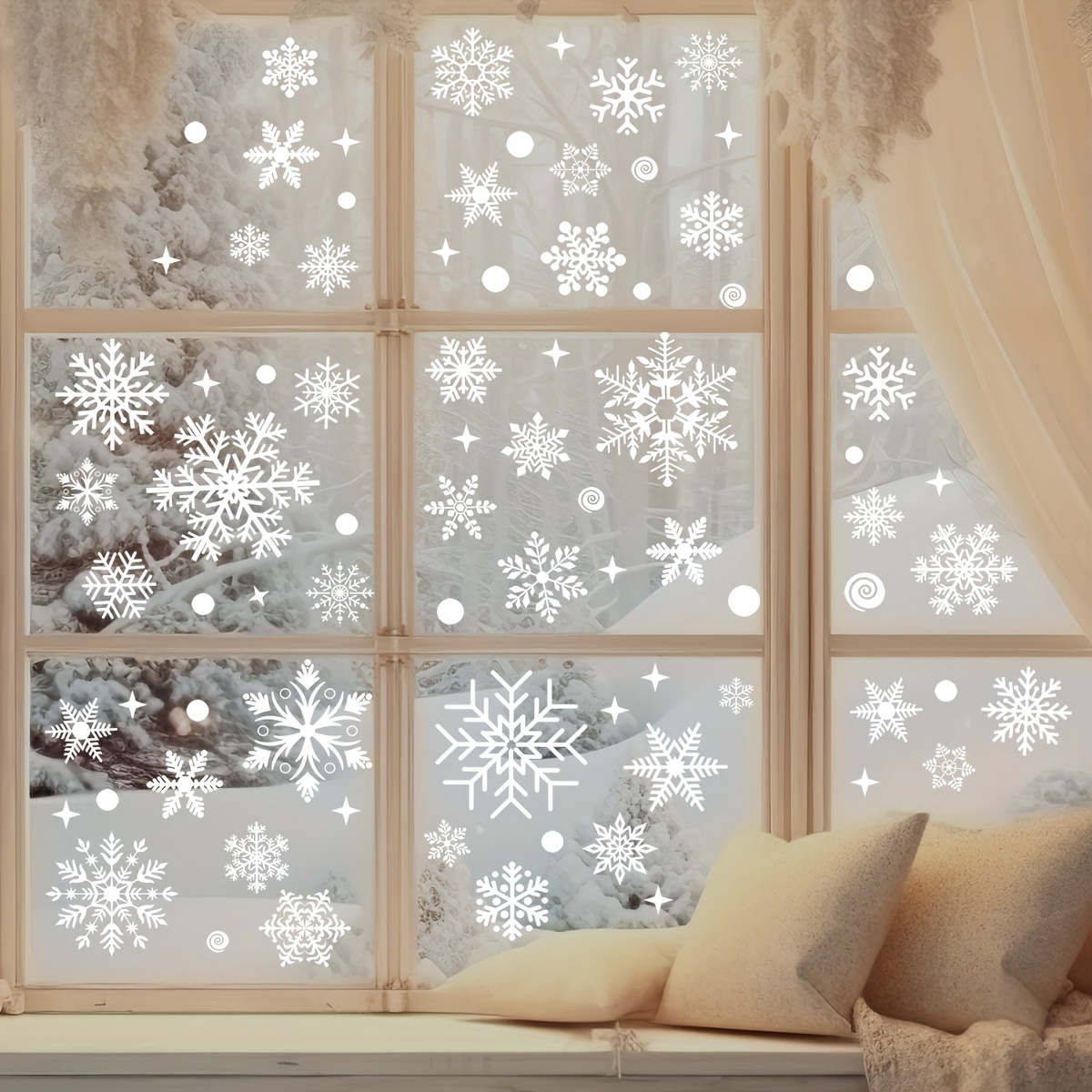 137Pcs Winter Snowflake Static - Snowflake Window Decal review and price