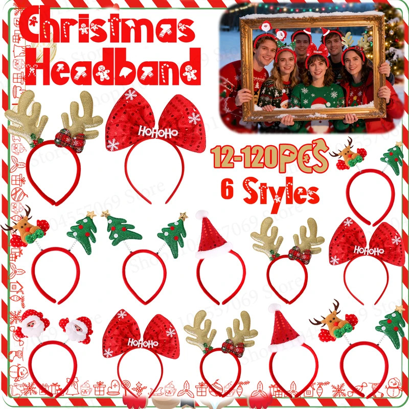 12-120Pcs Christmas Headband C - Reindeer Antlers Headband review and price