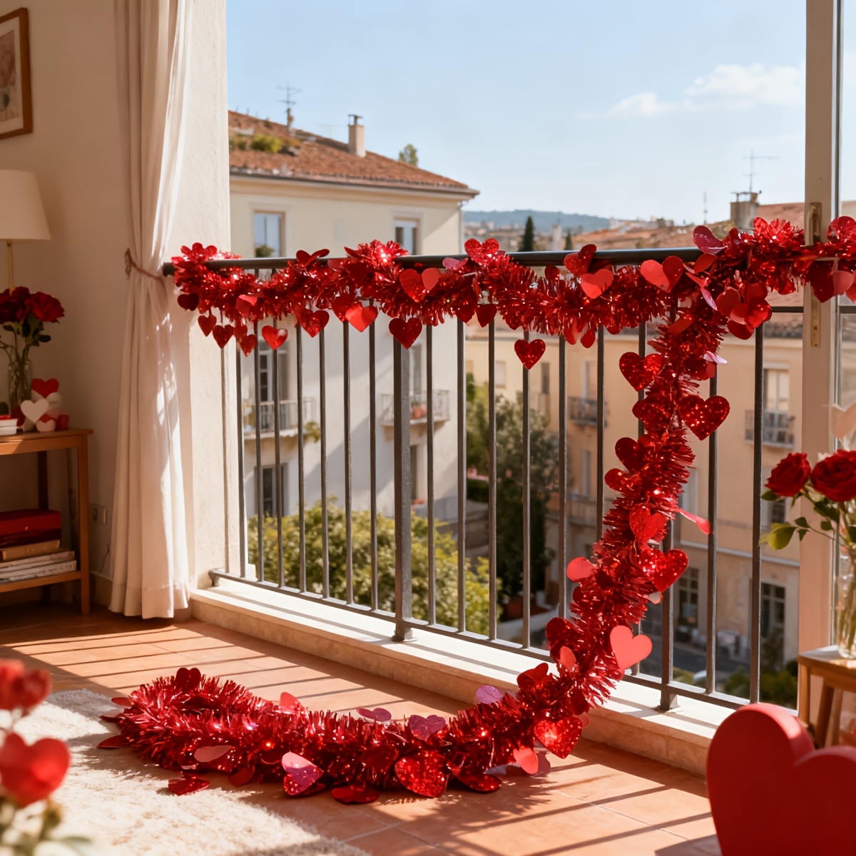 3pcs Red Heart Plastic Tinsel  - Tinsel Garland Decoration review and price