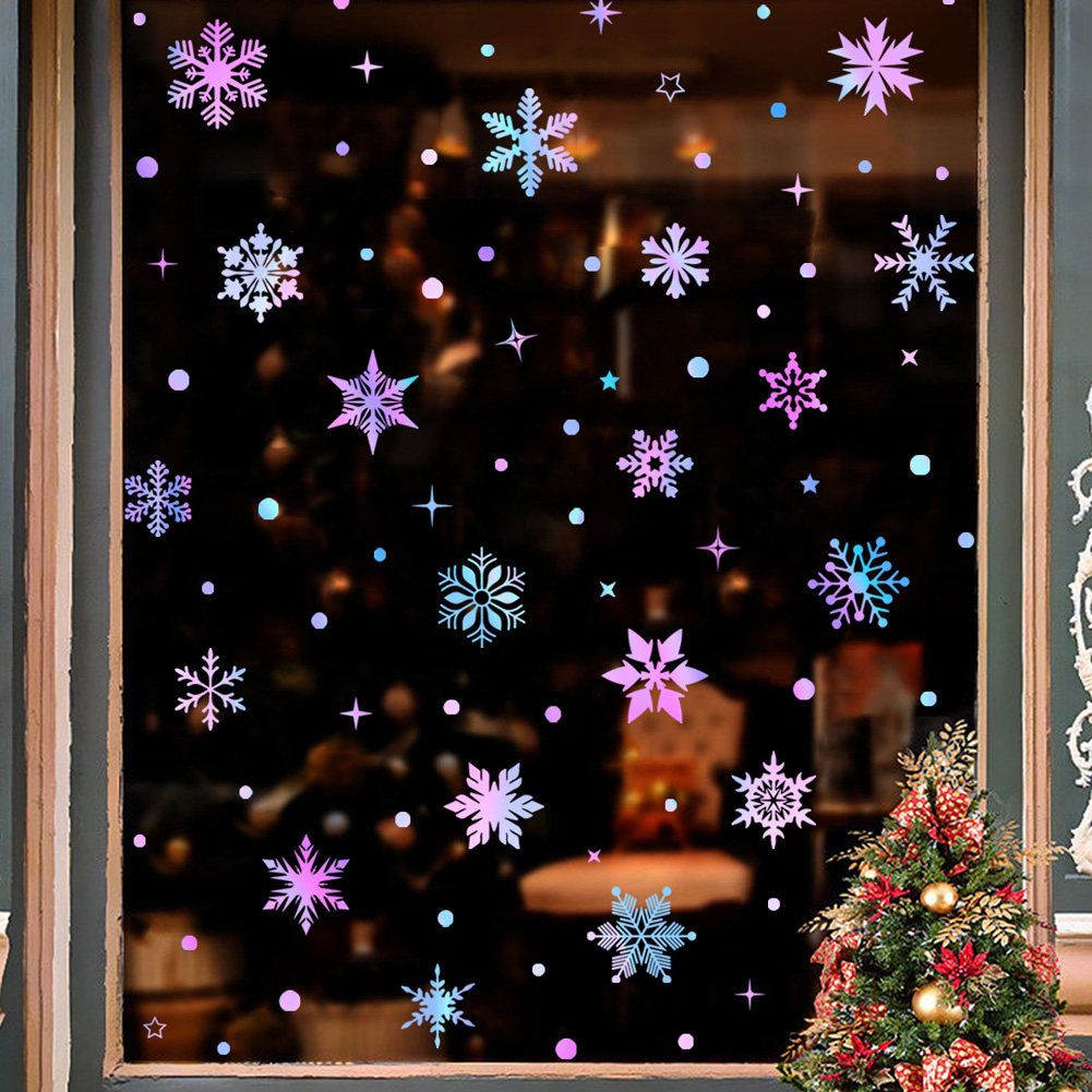 Colorful Luminous Snowflakes W - Snowflake Window Decal review and price