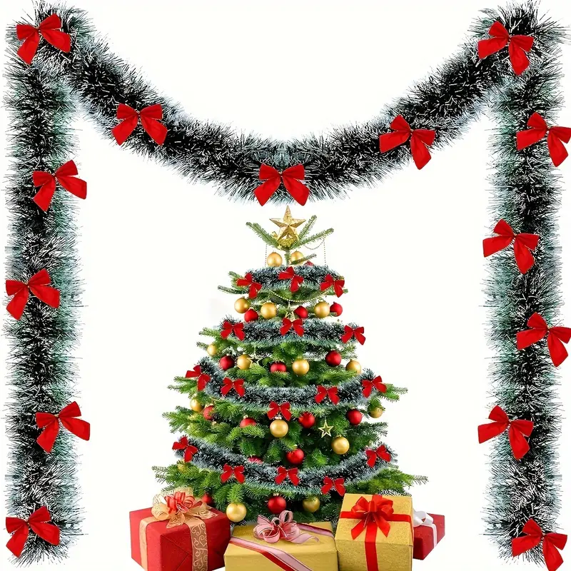 Christmas Bow Tinsel Ribbons G - Tinsel Garland Decoration review and price