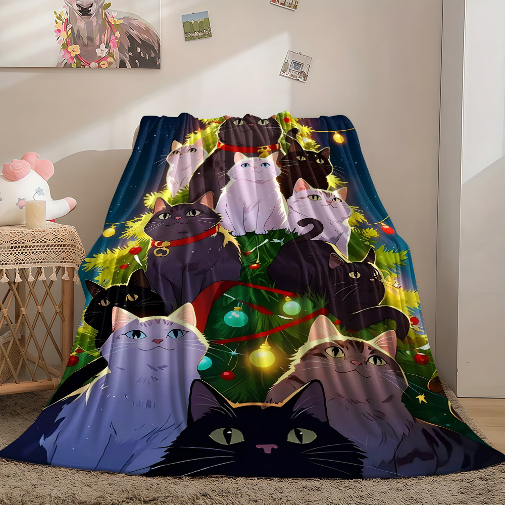 1pc Festive Cat Christmas Tree - Christmas Throw Blanket review and price