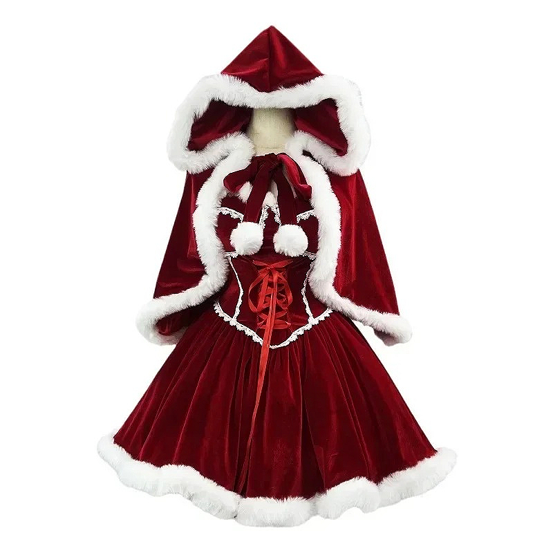 New Year Red Dress Cloak Cospl - Elf Costume Christmas review and price