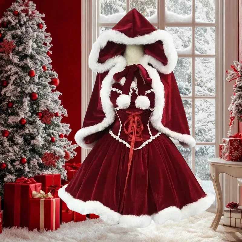 New Year Red Dress Cloak Cospl - Elf Costume Christmas review and price