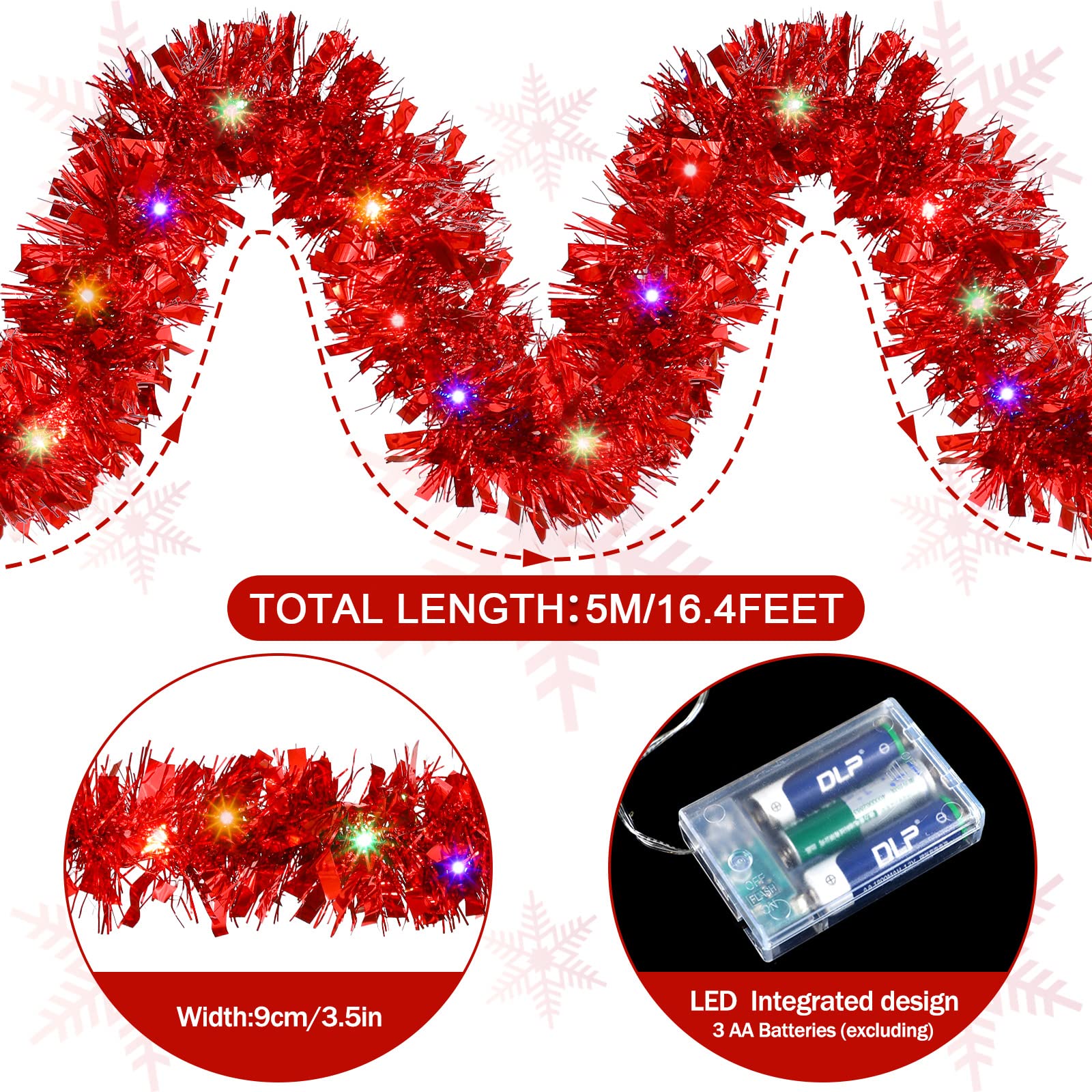 1/3pcs 5M Christmas Tinsel Gar - Tinsel Garland Decoration review and price
