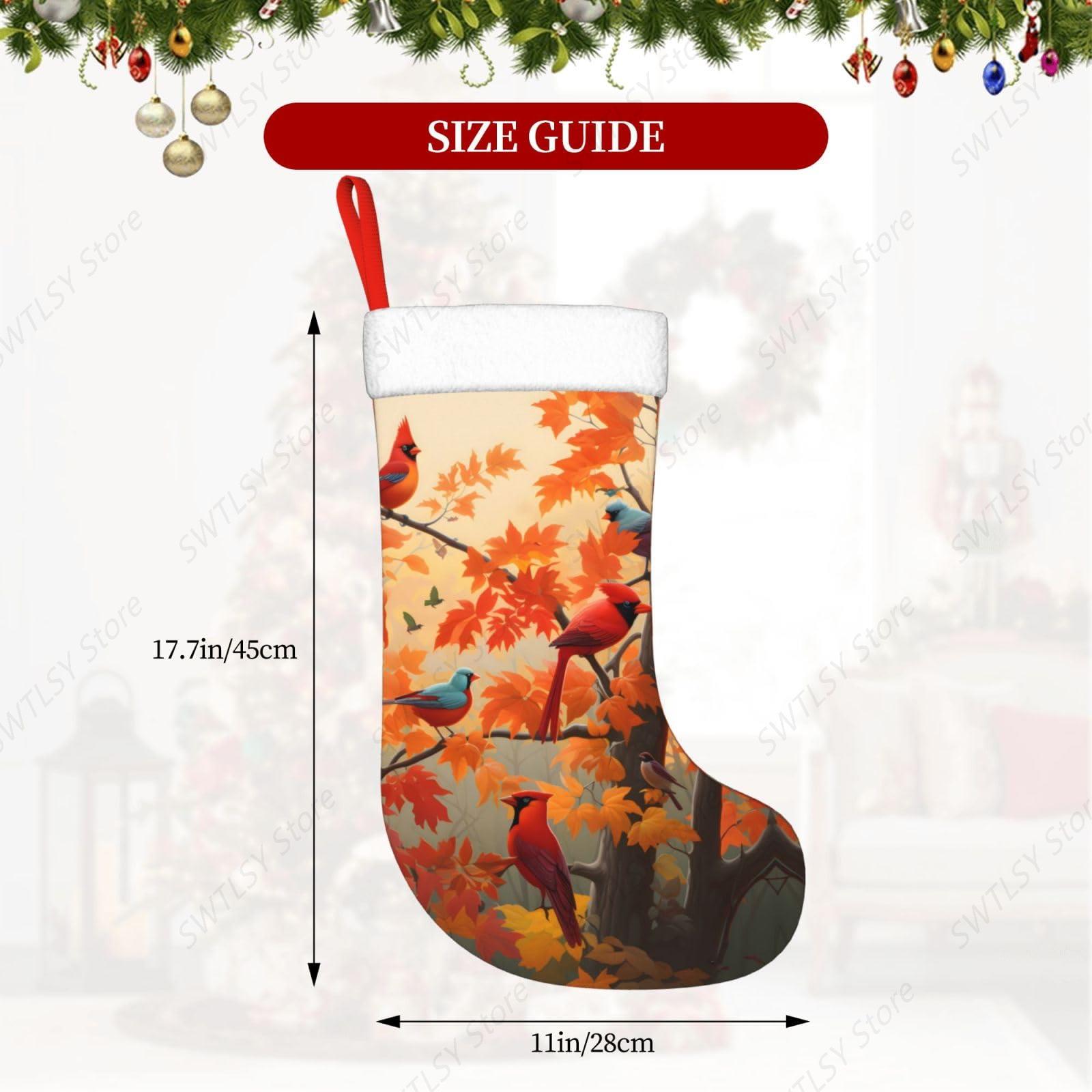 Fall Cardinal Birds and Maple- - Christmas Stocking Hanging review and price