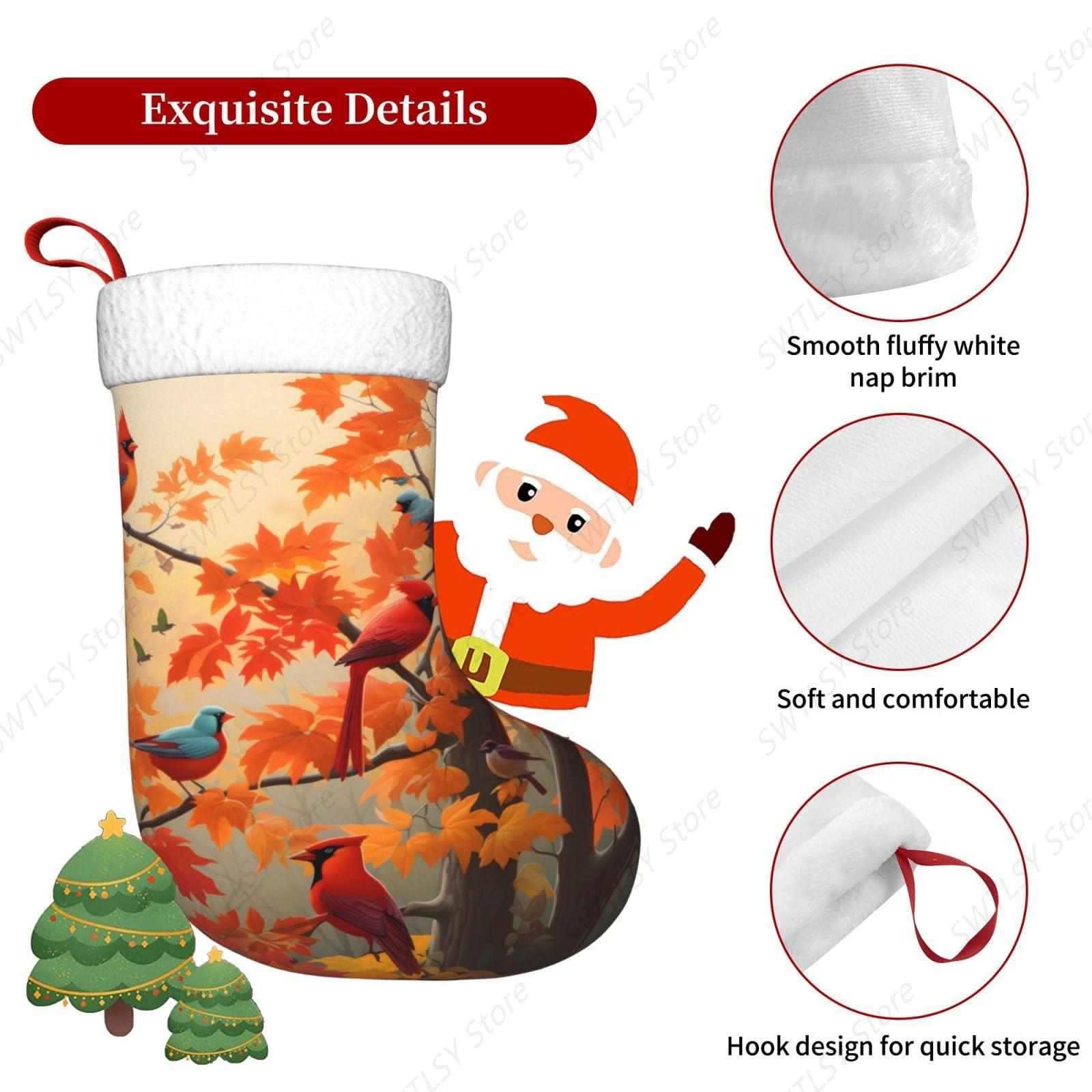 Fall Cardinal Birds and Maple- - Christmas Stocking Hanging review and price